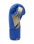 Blue and gold boxing glove for training.