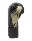 Black and gold boxing glove in White/Gold Met color, 12 oz weight.