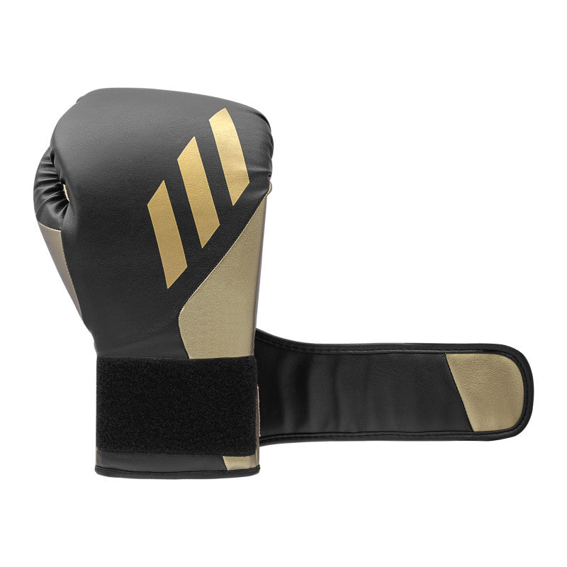 Black and gold boxing glove in Blue/Met Gold color, 14 oz weight.