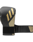 Black and gold boxing glove in Blue/Met Gold color, 14 oz weight.