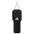 Black leather punching bag with chain for hanging.