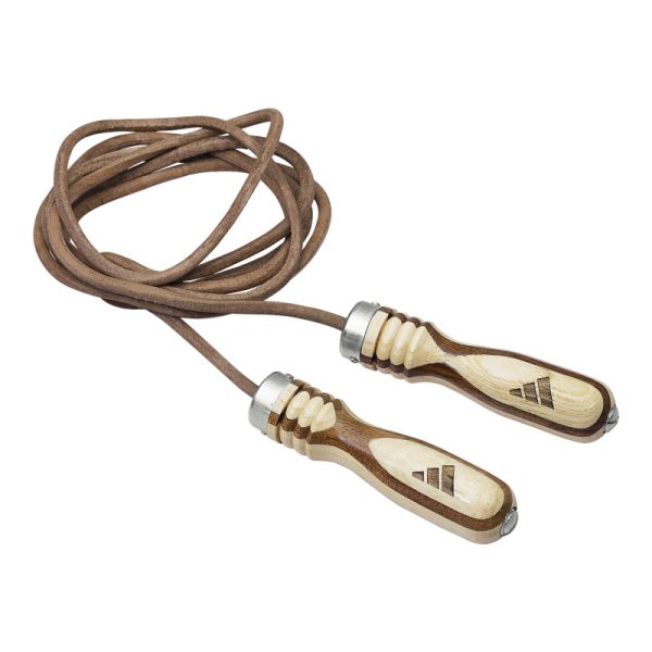 Retro style jump rope with wooden handles for boxing accessories.