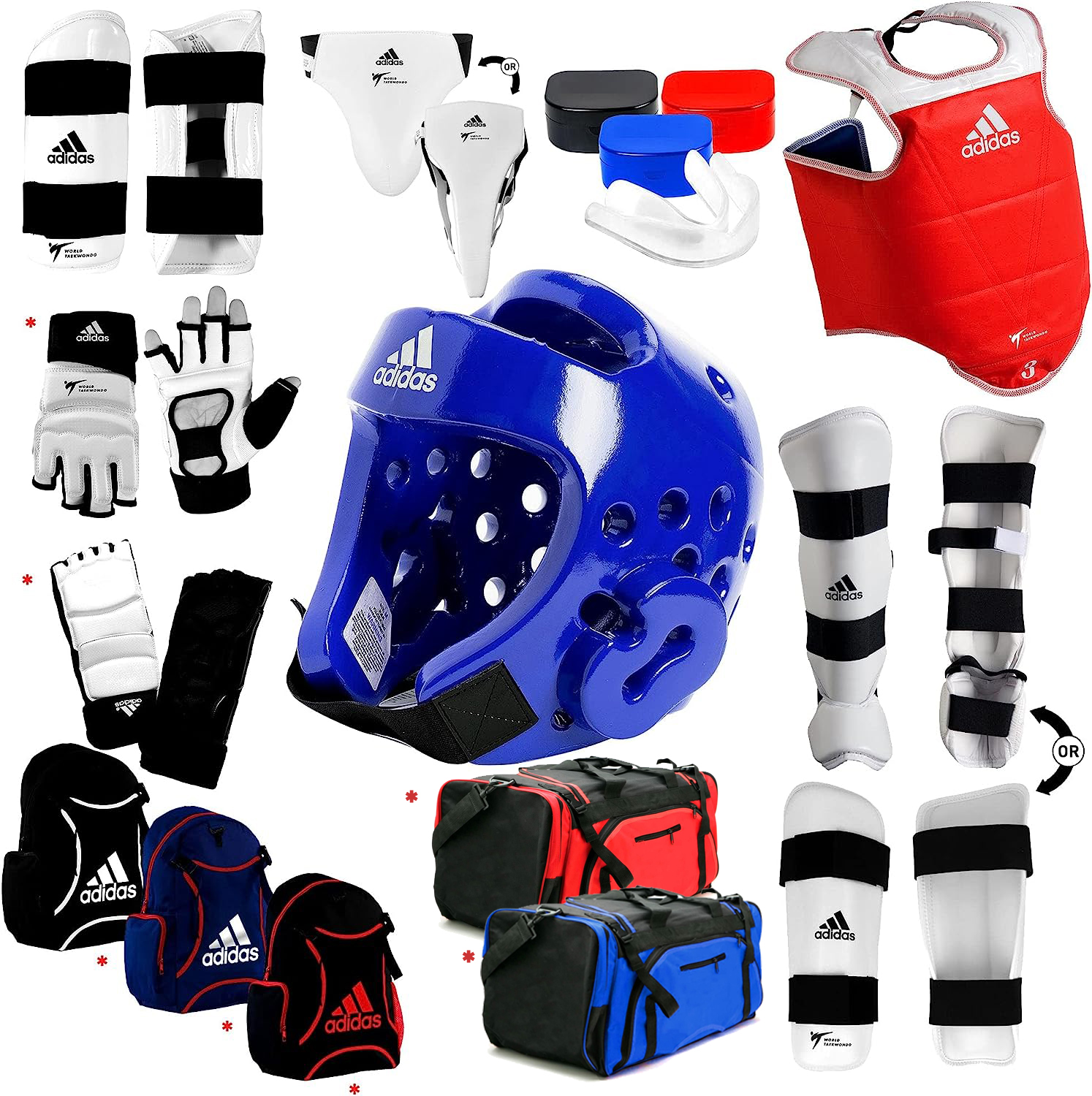 adidas Taekwondo Sparring Gear Set w/ Blue Head Gear