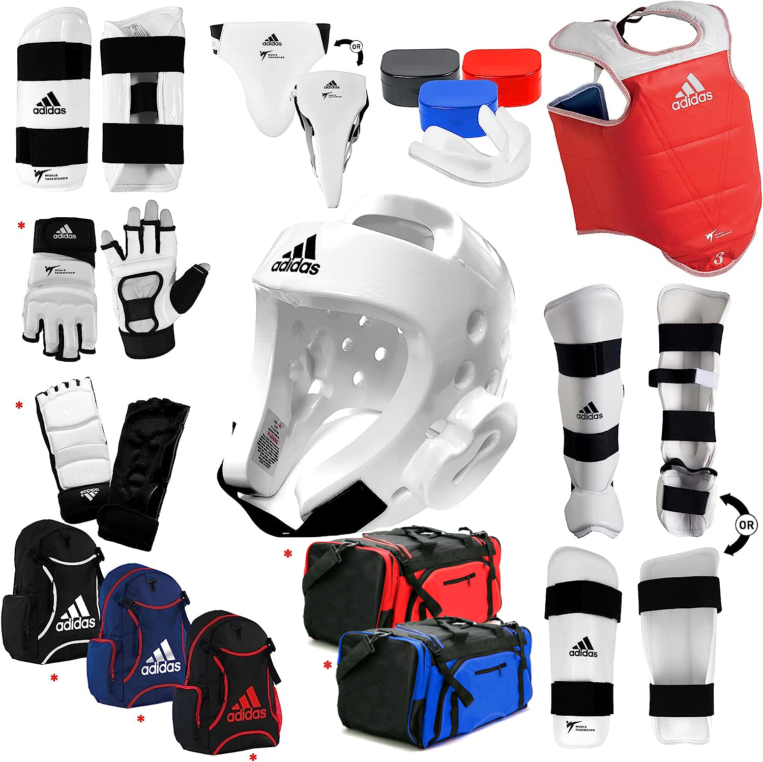 adidas Taekwondo Sparring Gear Set w/ White Head Gear